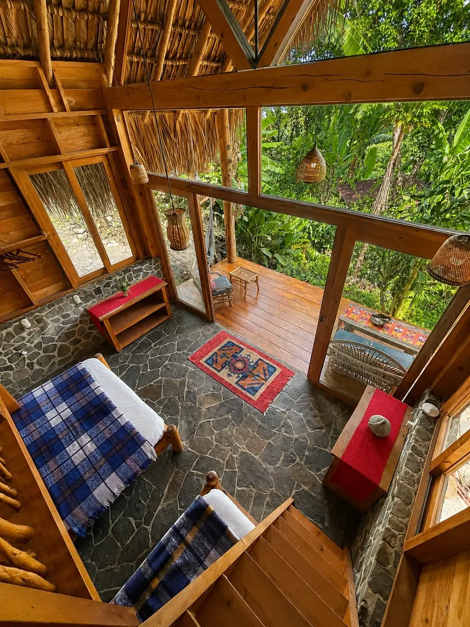 Inti: looking down from the loft onto the ground floor.