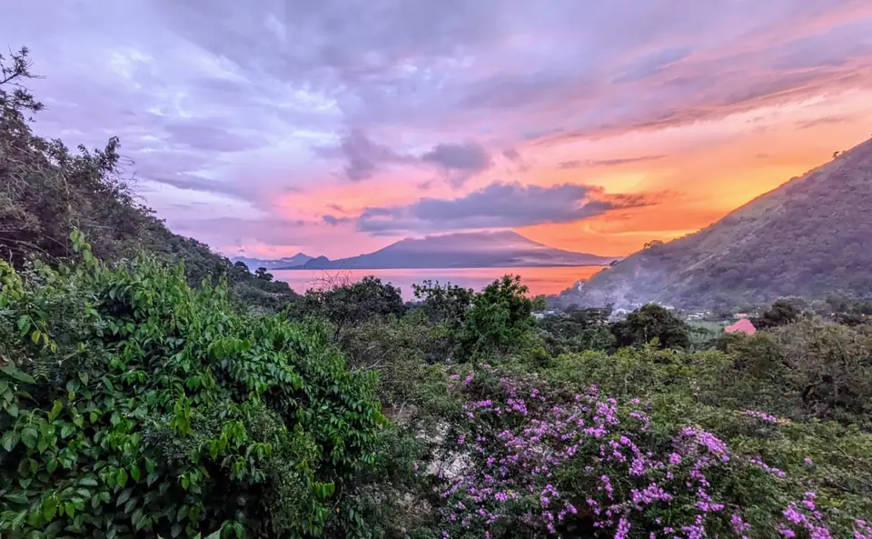 Sunset over Lake Atitlán from Casa Kula