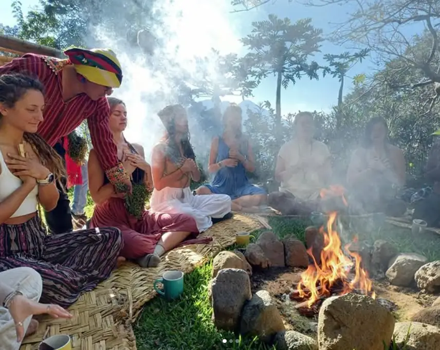 A Mayan fire ceremony at the 13 Aj fire circle